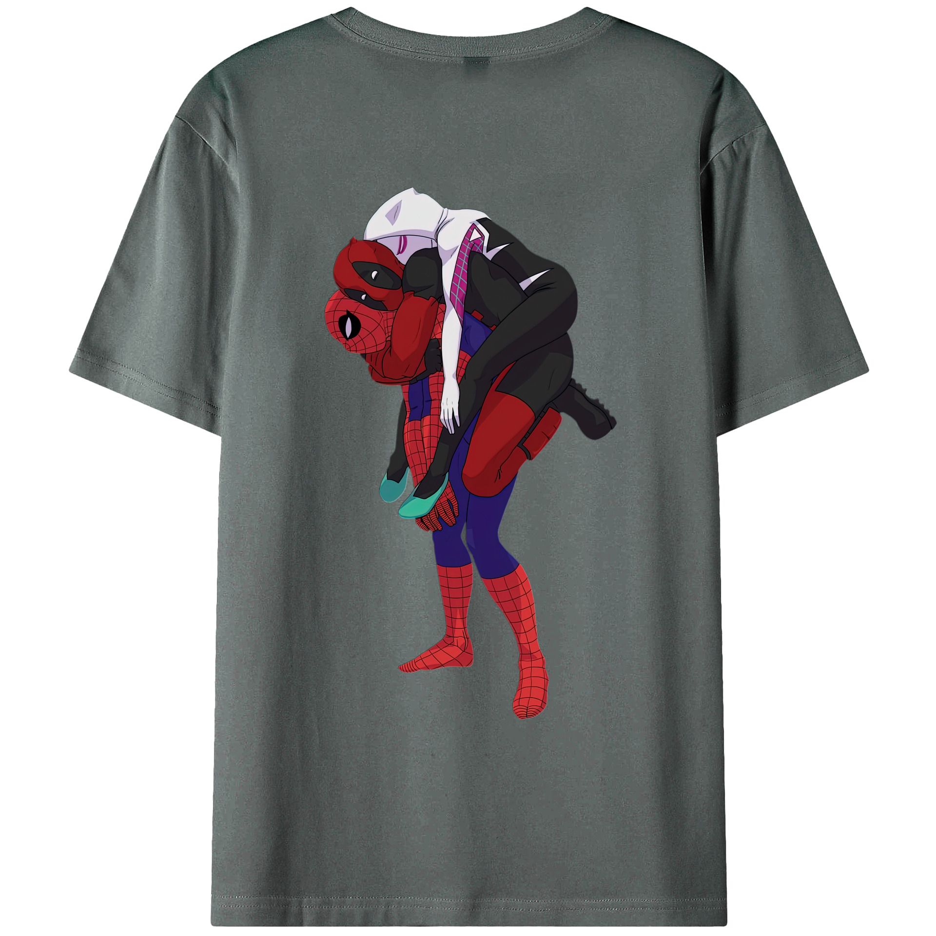 （画像用） Deadpool デッドプール 綿100％ メンズ半袖Tシャツ（バックプリント） 通気性
